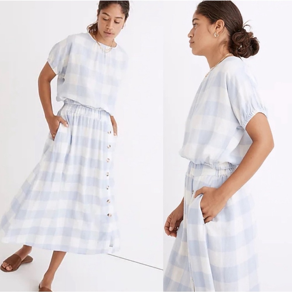 Madewell Linen Blend Plaid Skirt and Top NWT